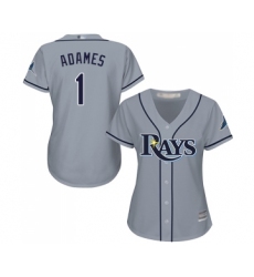 Women's Tampa Bay Rays #1 Willy Adames Replica Grey Road Cool Base Baseball Jersey