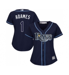 Women's Tampa Bay Rays #1 Willy Adames Replica Navy Blue Alternate Cool Base Baseball Jersey