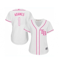 Women's Tampa Bay Rays #1 Willy Adames Replica White Fashion Cool Base Baseball Jersey