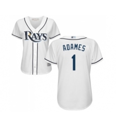 Women's Tampa Bay Rays #1 Willy Adames Replica White Home Cool Base Baseball Jersey
