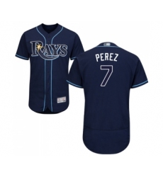 Men's Tampa Bay Rays #7 Michael Perez Navy Blue Alternate Flex Base Authentic Collection Baseball Jersey