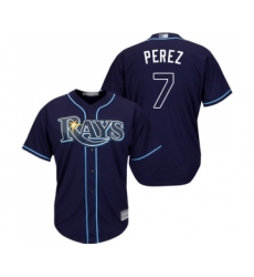 Men's Tampa Bay Rays #7 Michael Perez Replica Navy Blue Alternate Cool Base Baseball Jersey