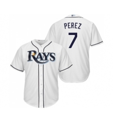 Men's Tampa Bay Rays #7 Michael Perez Replica White Home Cool Base Baseball Jersey