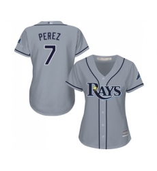 Women's Tampa Bay Rays #7 Michael Perez Replica Grey Road Cool Base Baseball Jersey