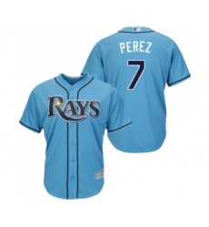 Youth Tampa Bay Rays #7 Michael Perez Replica Light Blue Alternate 2 Cool Base Baseball Jersey