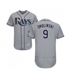 Men's Tampa Bay Rays #9 Jake Smolinski Grey Road Flex Base Authentic Collection Baseball Jersey