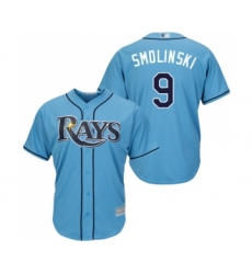 Men's Tampa Bay Rays #9 Jake Smolinski Replica Light Blue Alternate 2 Cool Base Baseball Jersey