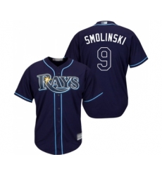 Men's Tampa Bay Rays #9 Jake Smolinski Replica Navy Blue Alternate Cool Base Baseball Jersey