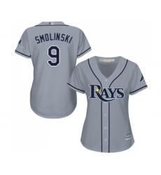 Women's Tampa Bay Rays #9 Jake Smolinski Replica Grey Road Cool Base Baseball Jersey