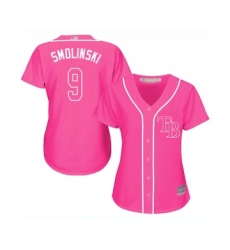 Women's Tampa Bay Rays #9 Jake Smolinski Replica Pink Fashion Cool Base Baseball Jersey