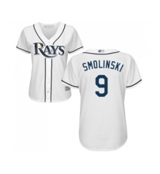 Women's Tampa Bay Rays #9 Jake Smolinski Replica White Home Cool Base Baseball Jersey