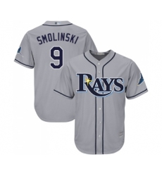 Youth Tampa Bay Rays #9 Jake Smolinski Replica Grey Road Cool Base Baseball Jersey