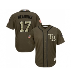 Men's Tampa Bay Rays #17 Austin Meadows Authentic Green Salute to Service Baseball Jersey
