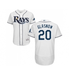 Men's Tampa Bay Rays #20 Tyler Glasnow Home White Home Flex Base Authentic Collection Baseball Jersey