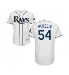 Men's Tampa Bay Rays #54 Guillermo Heredia Home White Home Flex Base Authentic Collection Baseball Jersey
