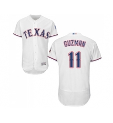 Men's Texas Rangers #11 Ronald Guzman White Home Flex Base Authentic Collection Baseball Jersey