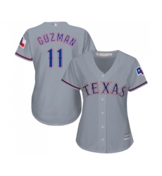 Women's Texas Rangers #11 Ronald Guzman Replica Grey Road Cool Base Baseball Jersey