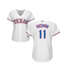 Women's Texas Rangers #11 Ronald Guzman Replica White Home Cool Base Baseball Jersey