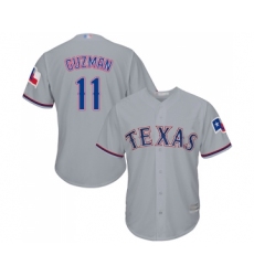 Youth Texas Rangers #11 Ronald Guzman Replica Grey Road Cool Base Baseball Jersey