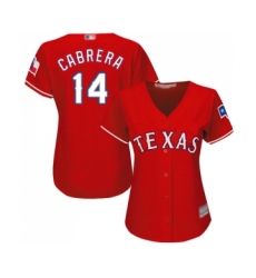 Women's Texas Rangers #14 Asdrubal Cabrera Replica Red Alternate Cool Base Baseball Jersey