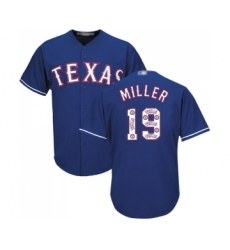 Men's Texas Rangers #19 Shelby Miller Authentic Royal Blue Team Logo Fashion Cool Base Baseball Jersey