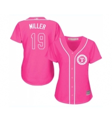 Women's Texas Rangers #19 Shelby Miller Replica Pink Fashion Cool Base Baseball Jersey