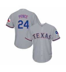 Men's Texas Rangers #24 Hunter Pence Replica Grey Road Cool Base Baseball Jersey