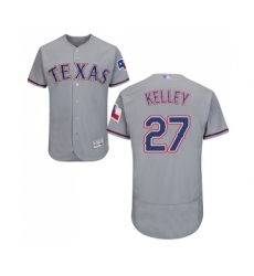 Men's Texas Rangers #27 Shawn Kelley Grey Road Flex Base Authentic Collection Baseball Jersey