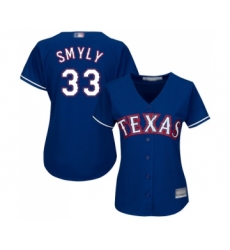 Women's Texas Rangers #33 Drew Smyly Replica Royal Blue Alternate 2 Cool Base Baseball Jersey