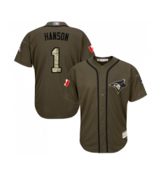 Men's Toronto Blue Jays #1 Alen Hanson Authentic Green Salute to Service Baseball Jersey