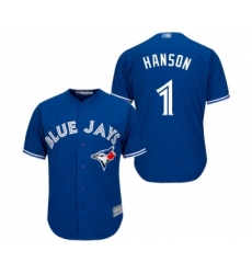 Men's Toronto Blue Jays #1 Alen Hanson Replica Blue Alternate Baseball Jersey