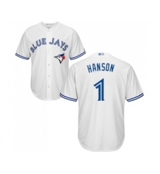 Men's Toronto Blue Jays #1 Alen Hanson Replica White Home Baseball Jersey
