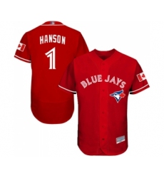 Men's Toronto Blue Jays #1 Alen Hanson Scarlet Alternate Flex Base Authentic Collection Alternate Baseball Jersey