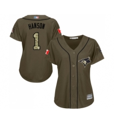 Women's Toronto Blue Jays #1 Alen Hanson Authentic Green Salute to Service Baseball Jersey