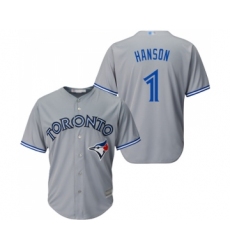 Youth Toronto Blue Jays #1 Alen Hanson Replica Grey Road Baseball Jersey