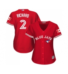 Women's Toronto Blue Jays #2 Clayton Richard Replica Scarlet Alternate Baseball Jersey