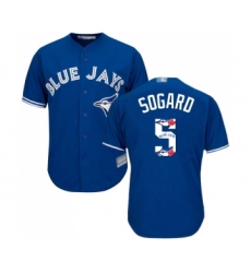 Men's Toronto Blue Jays #5 Eric Sogard Authentic Blue Team Logo Fashion Baseball Jersey