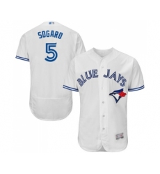 Men's Toronto Blue Jays #5 Eric Sogard White Home Flex Base Authentic Collection Baseball Jersey