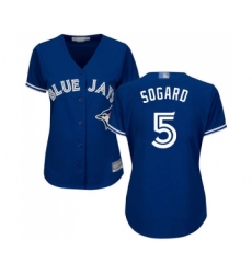 Women's Toronto Blue Jays #5 Eric Sogard Replica Blue Alternate Baseball Jersey