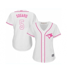 Women's Toronto Blue Jays #5 Eric Sogard Replica White Fashion Cool Base Baseball Jersey