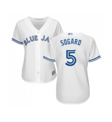 Women's Toronto Blue Jays #5 Eric Sogard Replica White Home Baseball Jersey