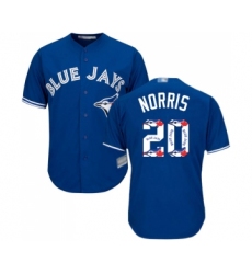 Men's Toronto Blue Jays #20 Bud Norris Authentic Blue Team Logo Fashion Baseball Jersey