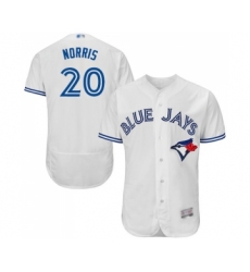 Men's Toronto Blue Jays #20 Bud Norris White Home Flex Base Authentic Collection Baseball Jersey
