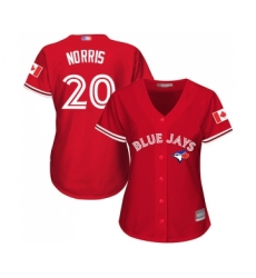 Women's Toronto Blue Jays #20 Bud Norris Replica Scarlet Alternate Baseball Jersey