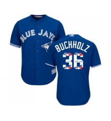 Men's Toronto Blue Jays #36 Clay Buchholz Authentic Blue Team Logo Fashion Baseball Jersey