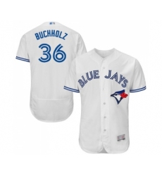 Men's Toronto Blue Jays #36 Clay Buchholz White Home Flex Base Authentic Collection Baseball Jersey