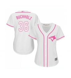 Women's Toronto Blue Jays #36 Clay Buchholz Replica White Fashion Cool Base Baseball Jersey