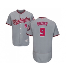 Men's Washington Nationals #9 Brian Dozier Grey Road Flex Base Authentic Collection Baseball Jersey
