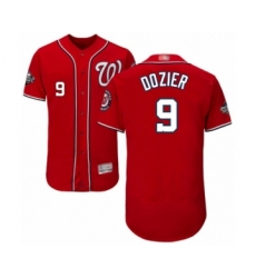 Men's Washington Nationals #9 Brian Dozier Red Alternate Flex Base Authentic Collection 2019 World Series Bound Baseball Jersey