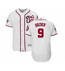 Men's Washington Nationals #9 Brian Dozier White Home Flex Base Authentic Collection 2019 World Series Champions Baseball Jersey